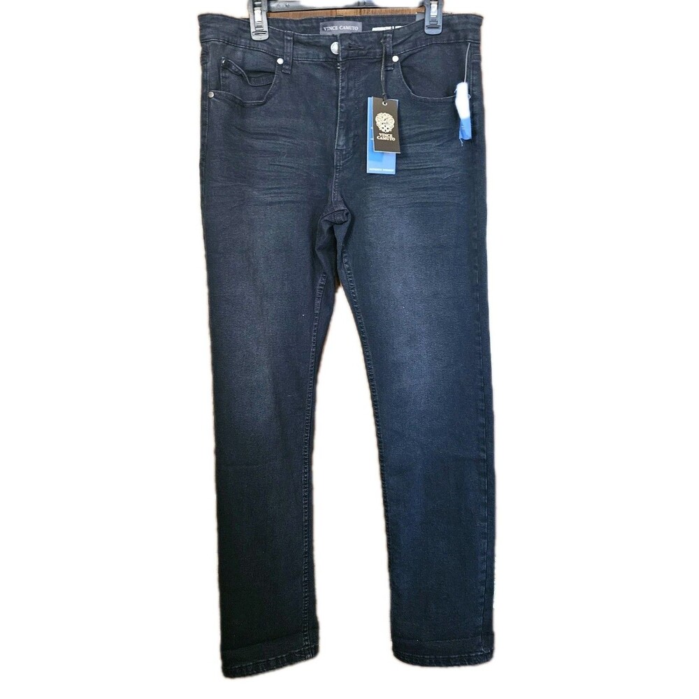NWT Vince Camuto Men's Straight Fit Jeans 34x32 Dark Blue Stretch Denim Pants